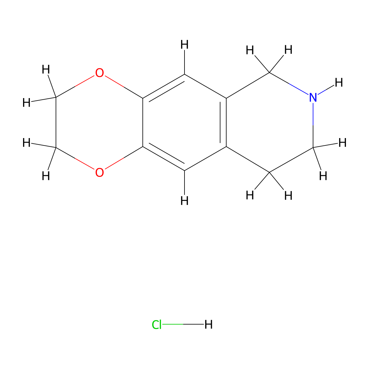 2H,3H,6H,7H,8H,9H-[1,4]dioxino[2,3-g]isoquinoline hydrochloride molecular structure, CAS 1443981-10-9
