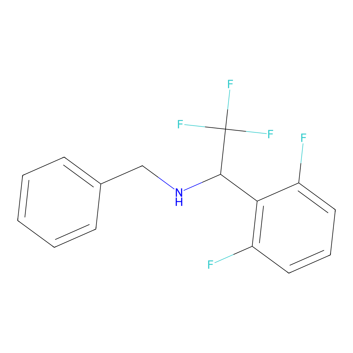 Benzyl[1-(2,6-difluorophenyl)-2,2,2-trifluoroethyl]amine molecular structure, CAS 1443981-12-1