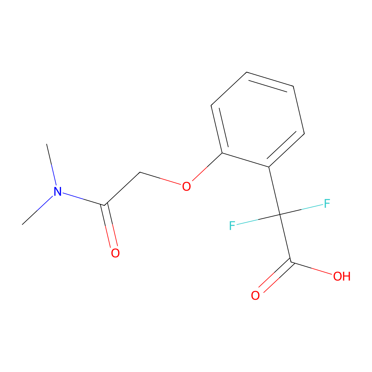 Benzeneacetic acid, 2-(2-(dimethylamino)-2-oxoethoxy)-alpha,alpha-difluoro- molecular structure, CAS 1443981-14-3