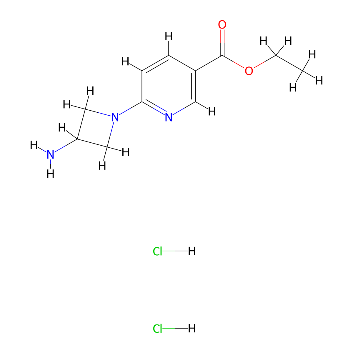 Ethyl 6-(3-aminoazetidin-1-yl)pyridine-3-carboxylate dihydrochloride molecular structure, CAS 1443981-19-8