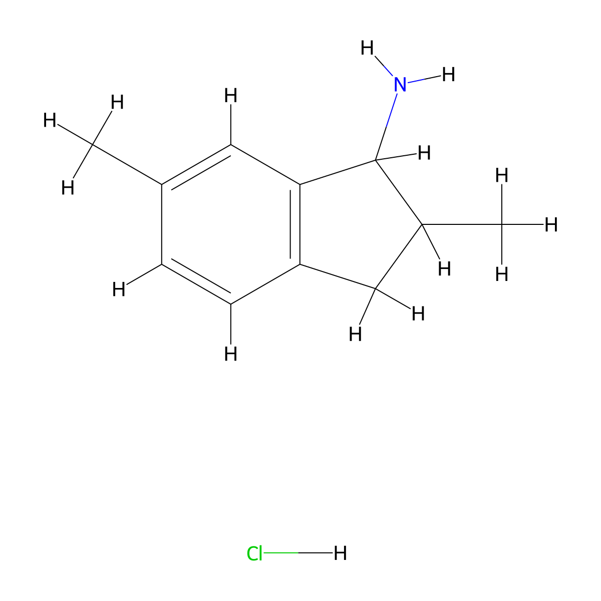 2,6-dimethyl-2,3-dihydro-1H-inden-1-amine hydrochloride molecular structure, CAS 1443981-23-4
