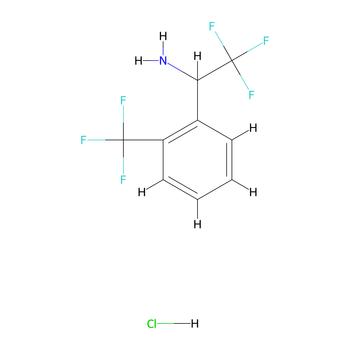 2,2,2-Trifluoro-1-[2-(trifluoromethyl)phenyl]ethan-1-amine hydrochloride molecular structure, CAS 1443981-34-7