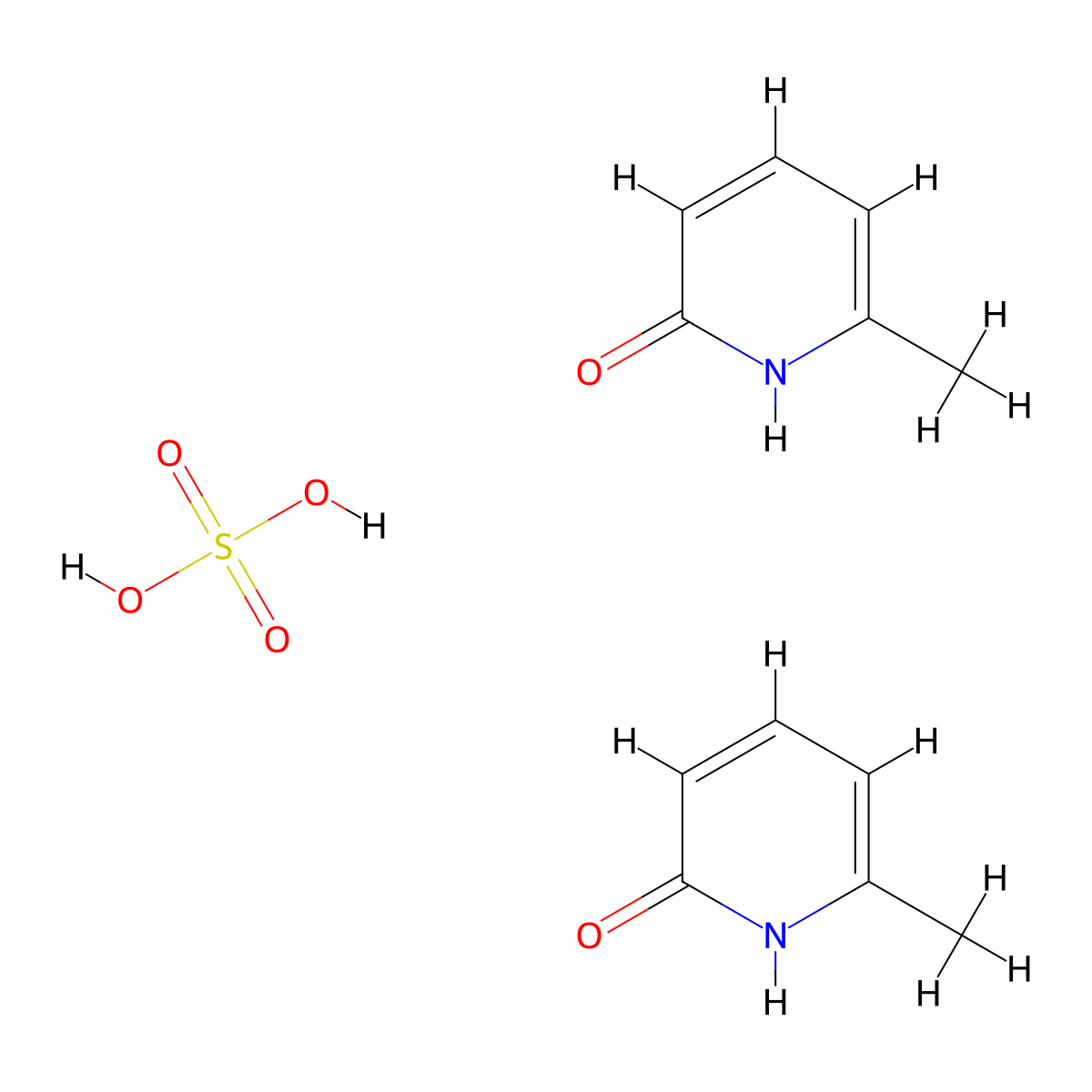 Bis(6-methyl-1,2-dihydropyridin-2-one), sulfuric acid molecular structure, CAS 1443981-41-6