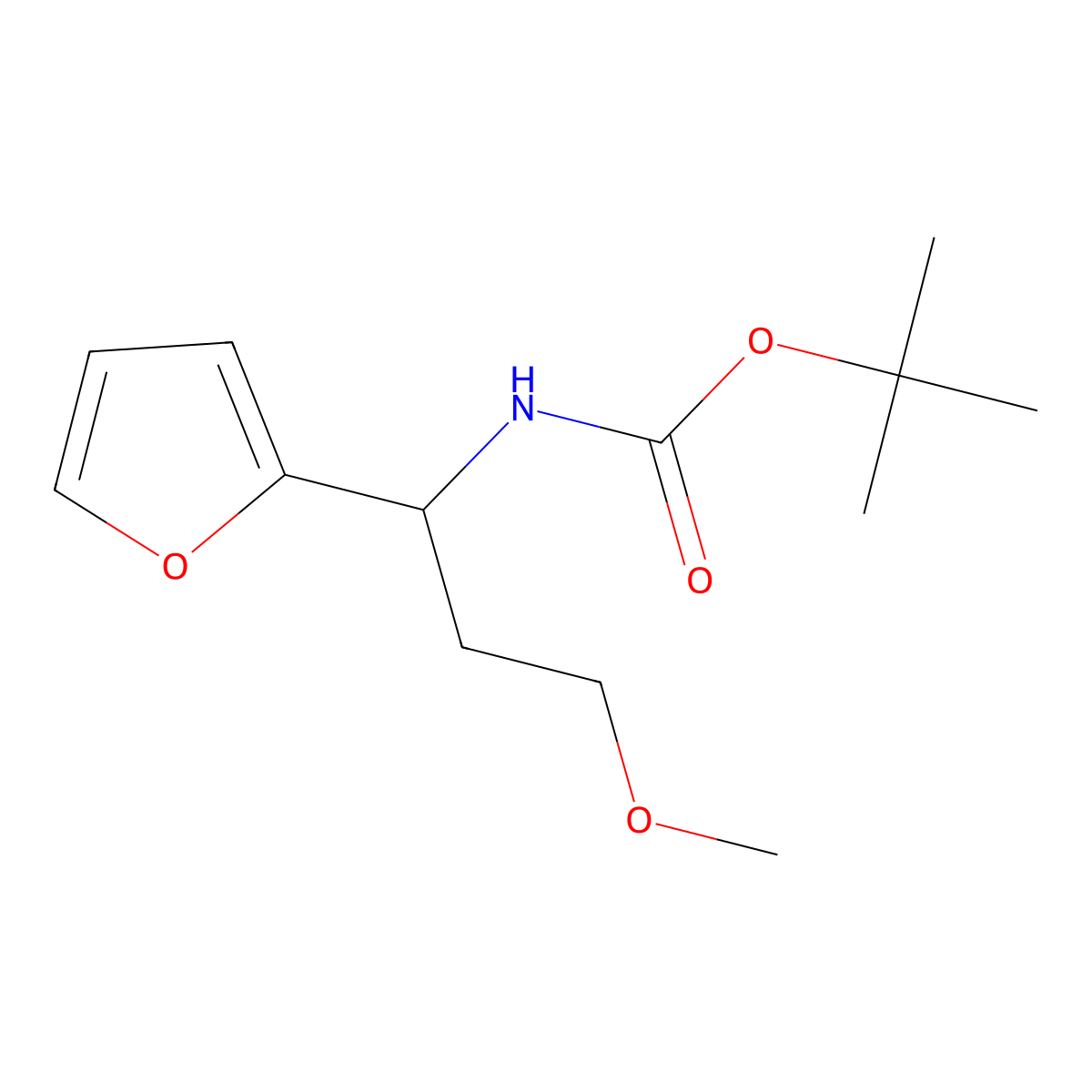 tert-butyl N-[1-(furan-2-yl)-3-methoxypropyl]carbamate molecular structure, CAS 1443981-42-7