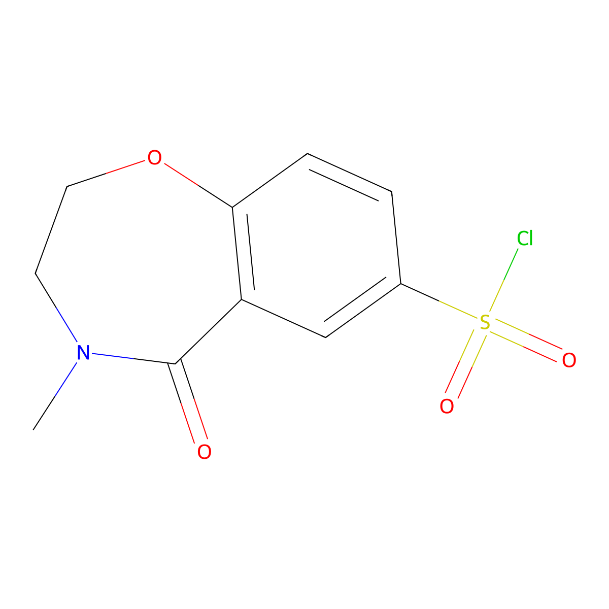 4-Methyl-5-oxo-2,3,4,5-tetrahydro-1,4-benzoxazepine-7-sulfonyl chloride molecular structure, CAS 1443981-53-0