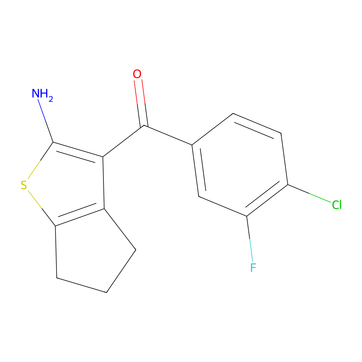 3-(4-chloro-3-fluorobenzoyl)-4H,5H,6H-cyclopenta[b]thiophen-2-amine molecular structure, CAS 1443981-54-1