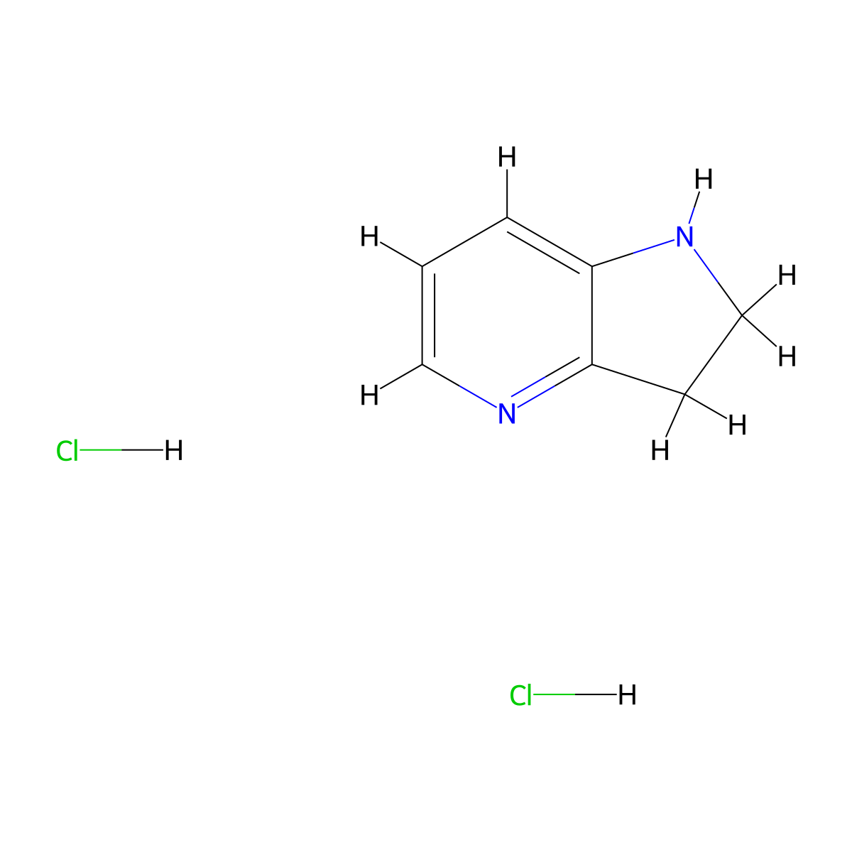 1H,2H,3H-pyrrolo[3,2-b]pyridine dihydrochloride molecular structure, CAS 1443981-64-3