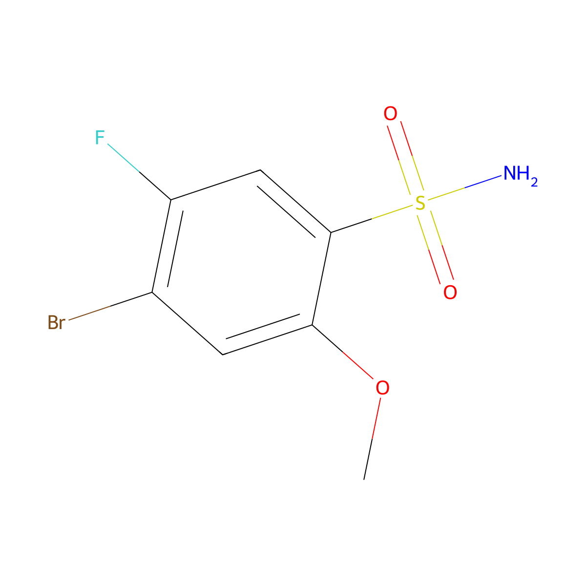 4-Bromo-5-fluoro-2-methoxybenzene-1-sulfonamide molecular structure, CAS 1443981-67-6
