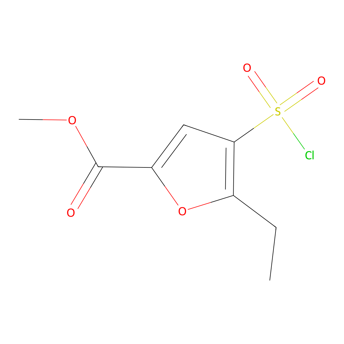 Methyl 4-(chlorosulfonyl)-5-ethylfuran-2-carboxylate molecular structure, CAS 1443981-74-5