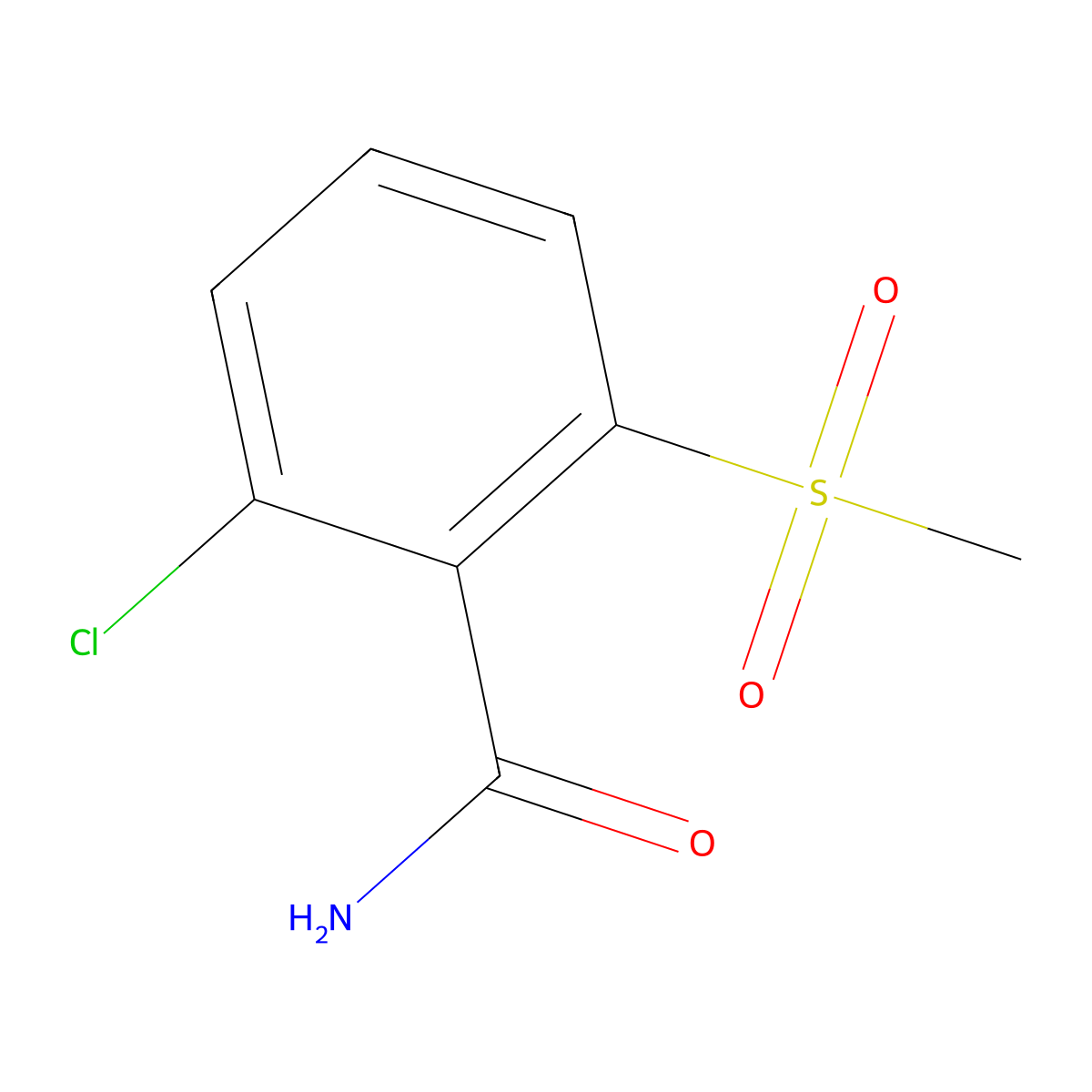 2-Chloro-6-methanesulfonylbenzamide molecular structure, CAS 1443981-75-6