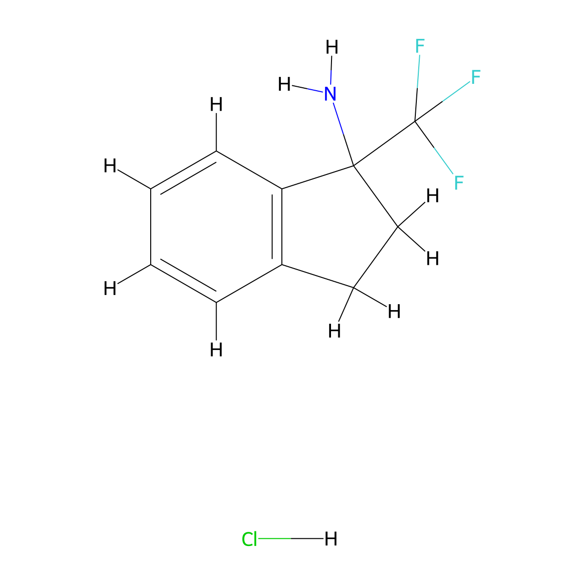 1-(trifluoromethyl)-2,3-dihydro-1H-inden-1-amine hydrochloride molecular structure, CAS 1443981-81-4