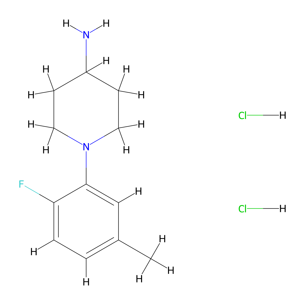 1-(2-Fluoro-5-methylphenyl)piperidin-4-amine dihydrochloride molecular structure, CAS 1443981-88-1