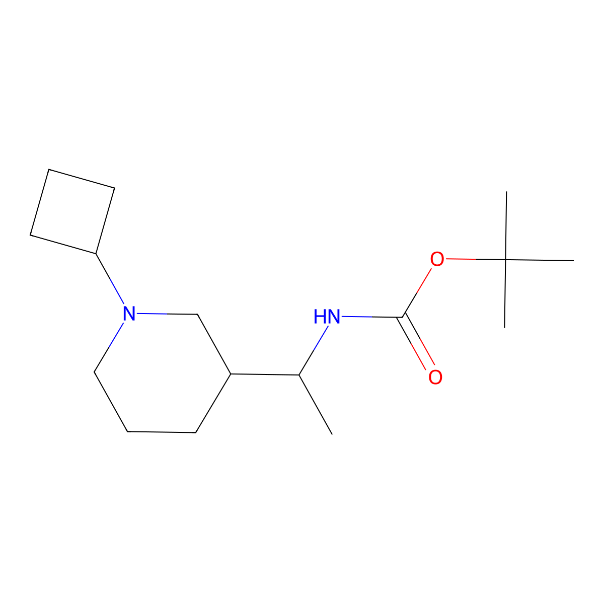 tert-butyl N-[1-(1-cyclobutylpiperidin-3-yl)ethyl]carbamate molecular structure, CAS 1443981-90-5
