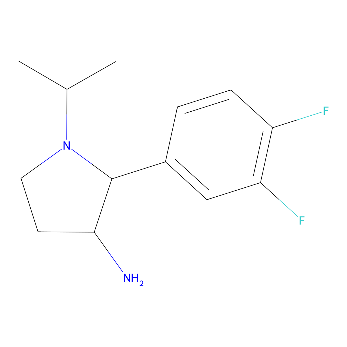 2-(3,4-Difluorophenyl)-1-(propan-2-yl)pyrrolidin-3-amine molecular structure, CAS 1443981-95-0
