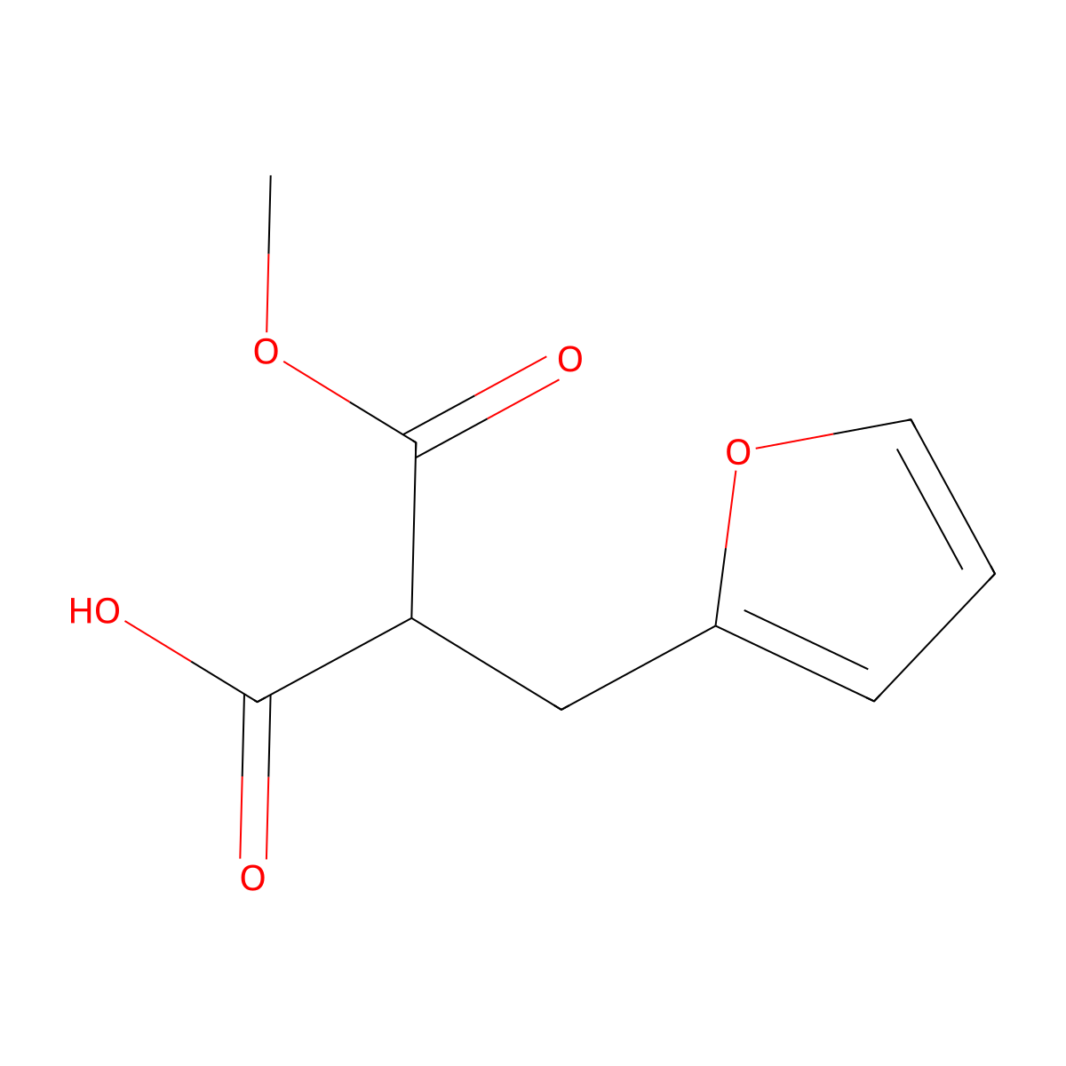2-(Furan-2-ylmethyl)-3-methoxy-3-oxopropanoic acid molecular structure, CAS 1443981-96-1