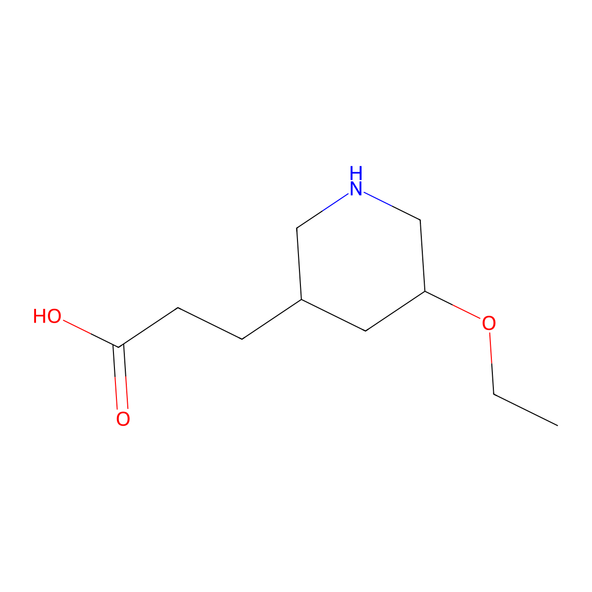 3-(5-Ethoxypiperidin-3-yl)propanoic acid molecular structure, CAS 1443982-00-0