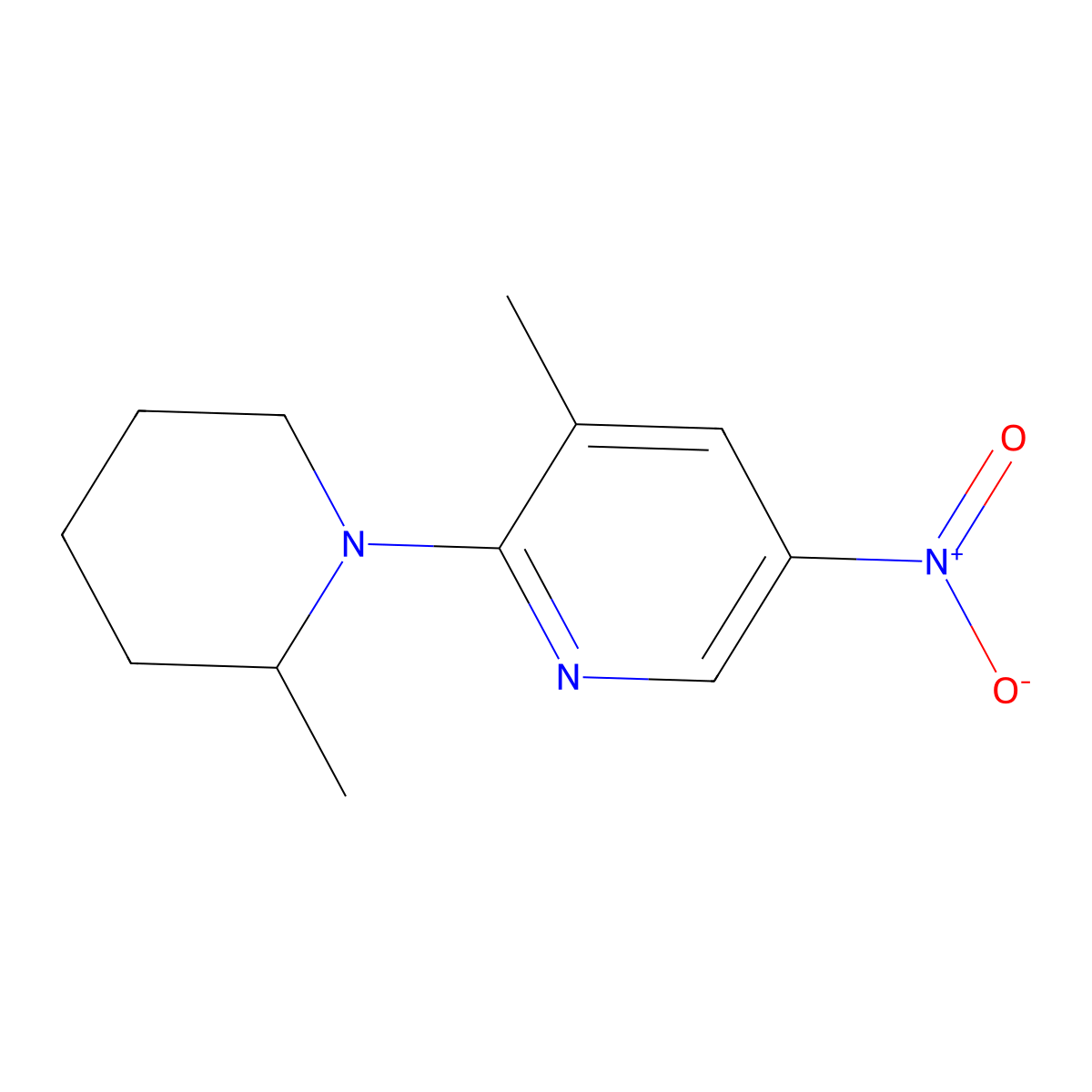 3-Methyl-2-(2-methylpiperidin-1-yl)-5-nitropyridine molecular structure, CAS 1443982-08-8