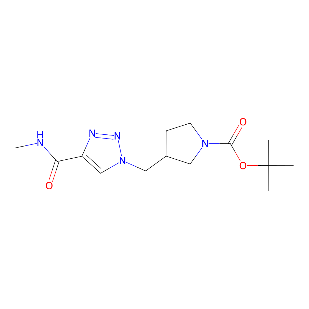 tert-butyl 3-{[4-(methylcarbamoyl)-1H-1,2,3-triazol-1-yl]methyl}pyrrolidine-1-carboxylate molecular structure, CAS 1443982-13-5