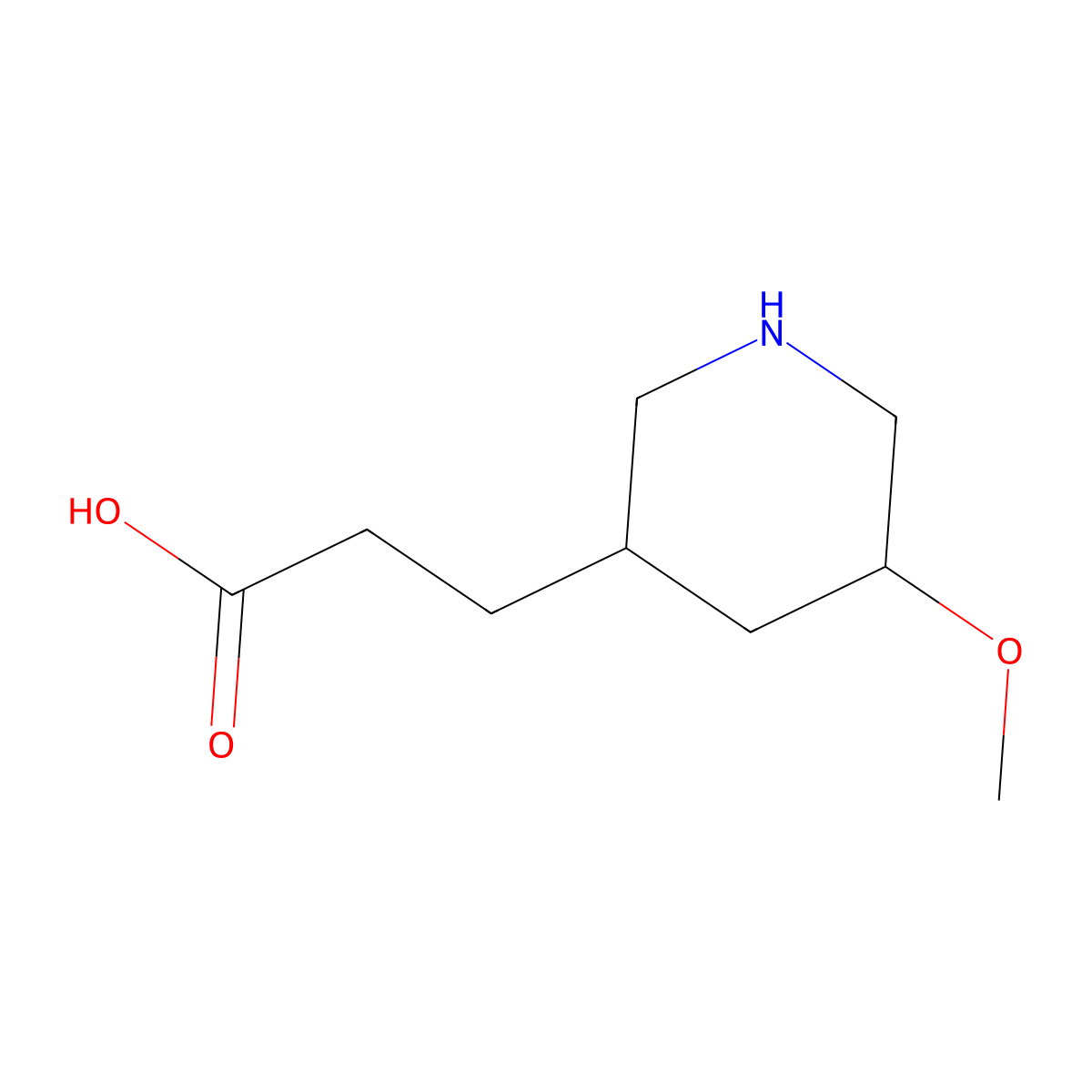 3-(5-Methoxypiperidin-3-yl)propanoic acid molecular structure, CAS 1443982-14-6