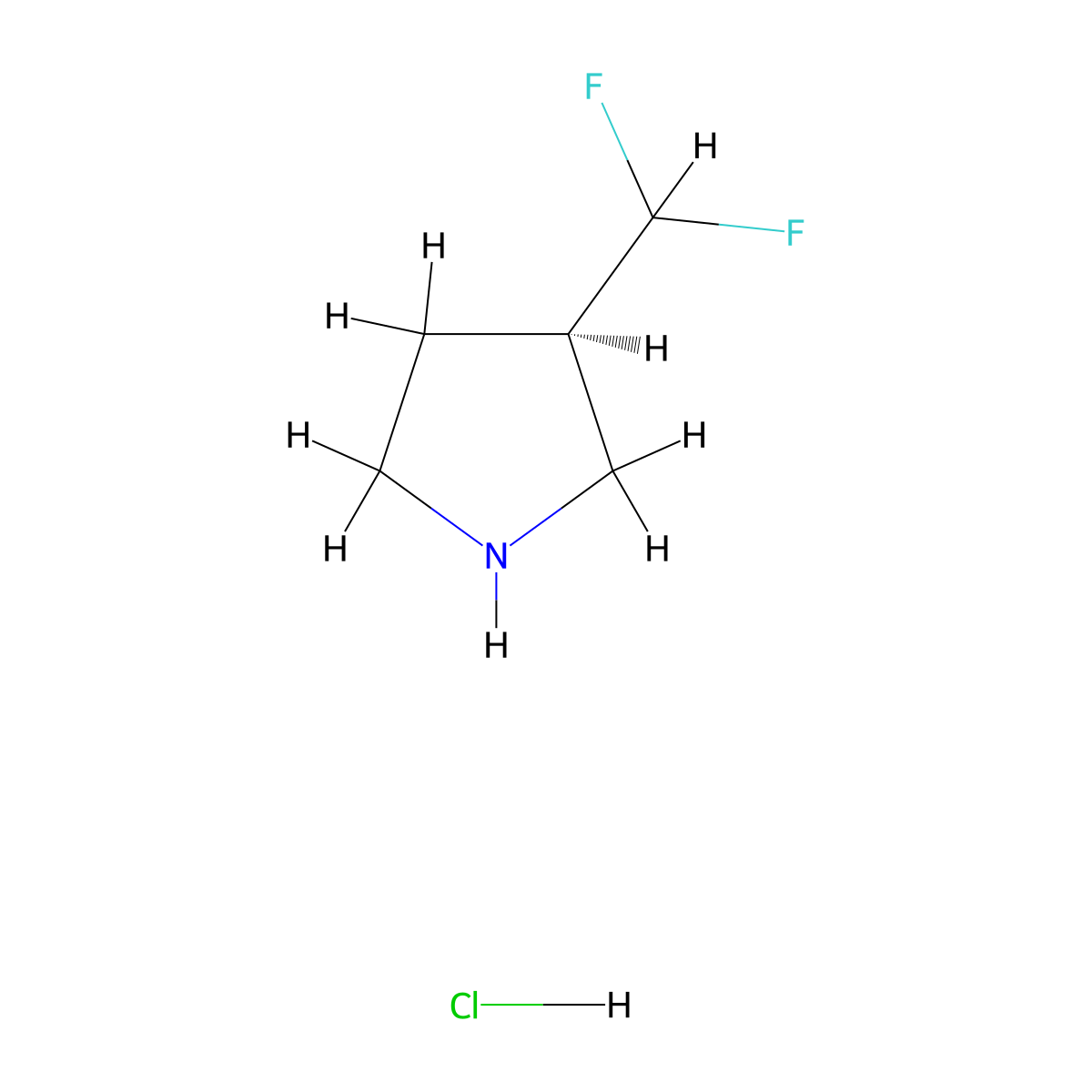 (3R)-3-(difluoromethyl)pyrrolidine hydrochloride molecular structure, CAS 1443983-89-8