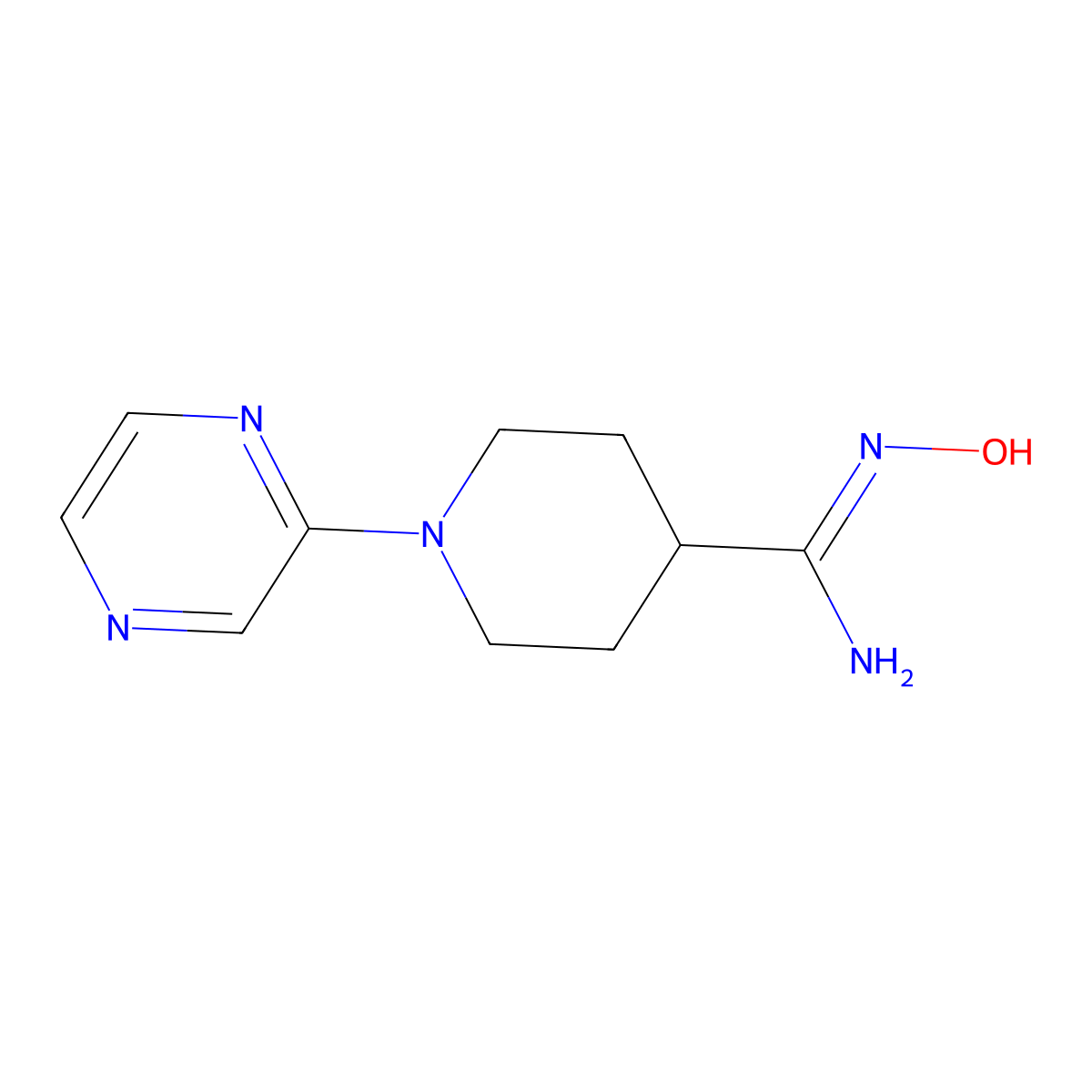 N'-hydroxy-1-pyrazin-2-ylpiperidine-4-carboximidamide molecular structure, CAS 1443984-74-4