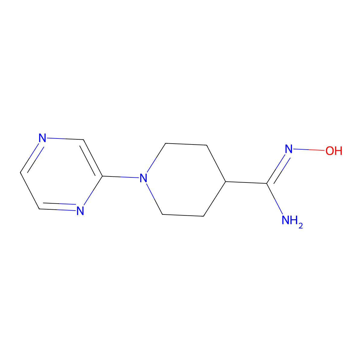 N'-hydroxy-1-pyrazin-2-ylpiperidine-4-carboximidamide molecular structure, CAS 1443984-74-4