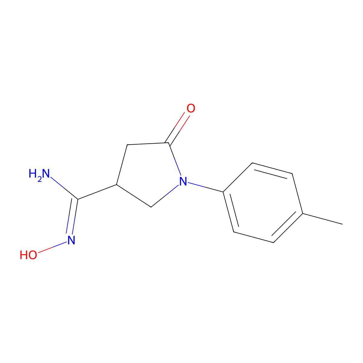 N'-hydroxy-1-(4-methylphenyl)-5-oxopyrrolidine-3-carboximidamide molecular structure, CAS 1443984-75-5