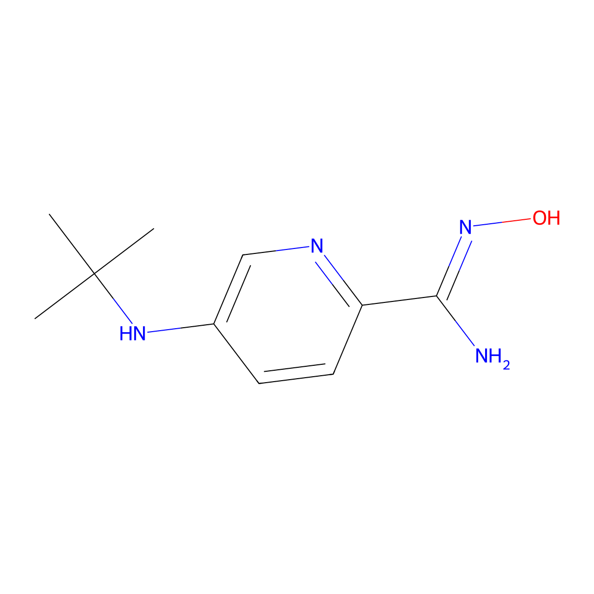 5-(tert-butylamino)-N'-hydroxypyridine-2-carboximidamide molecular structure, CAS 1443987-56-1