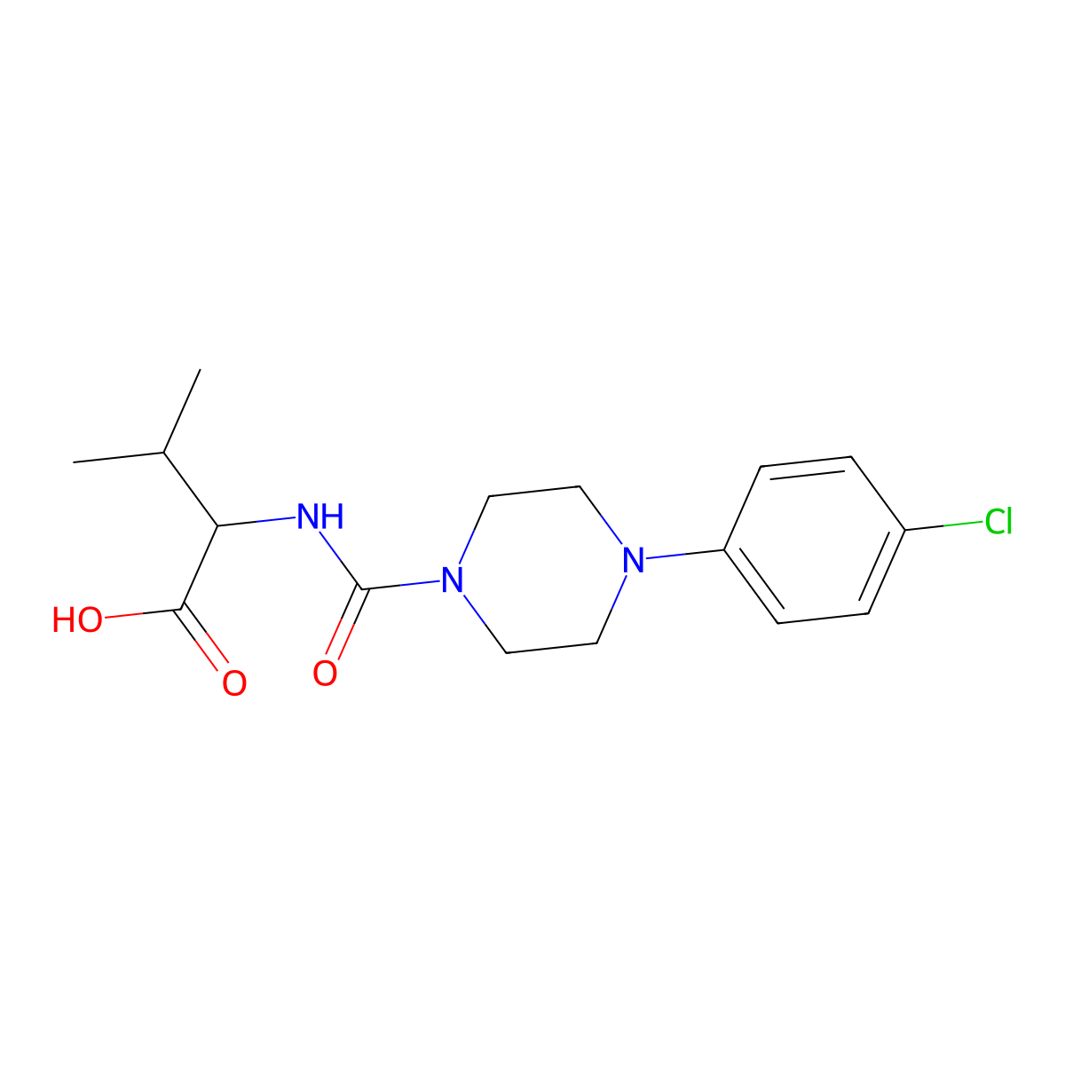 (2S)-2-{[4-(4-Chlorophenyl)piperazine-1-carbonyl]amino}-3-methylbutanoic acid molecular structure, CAS 1443987-60-7