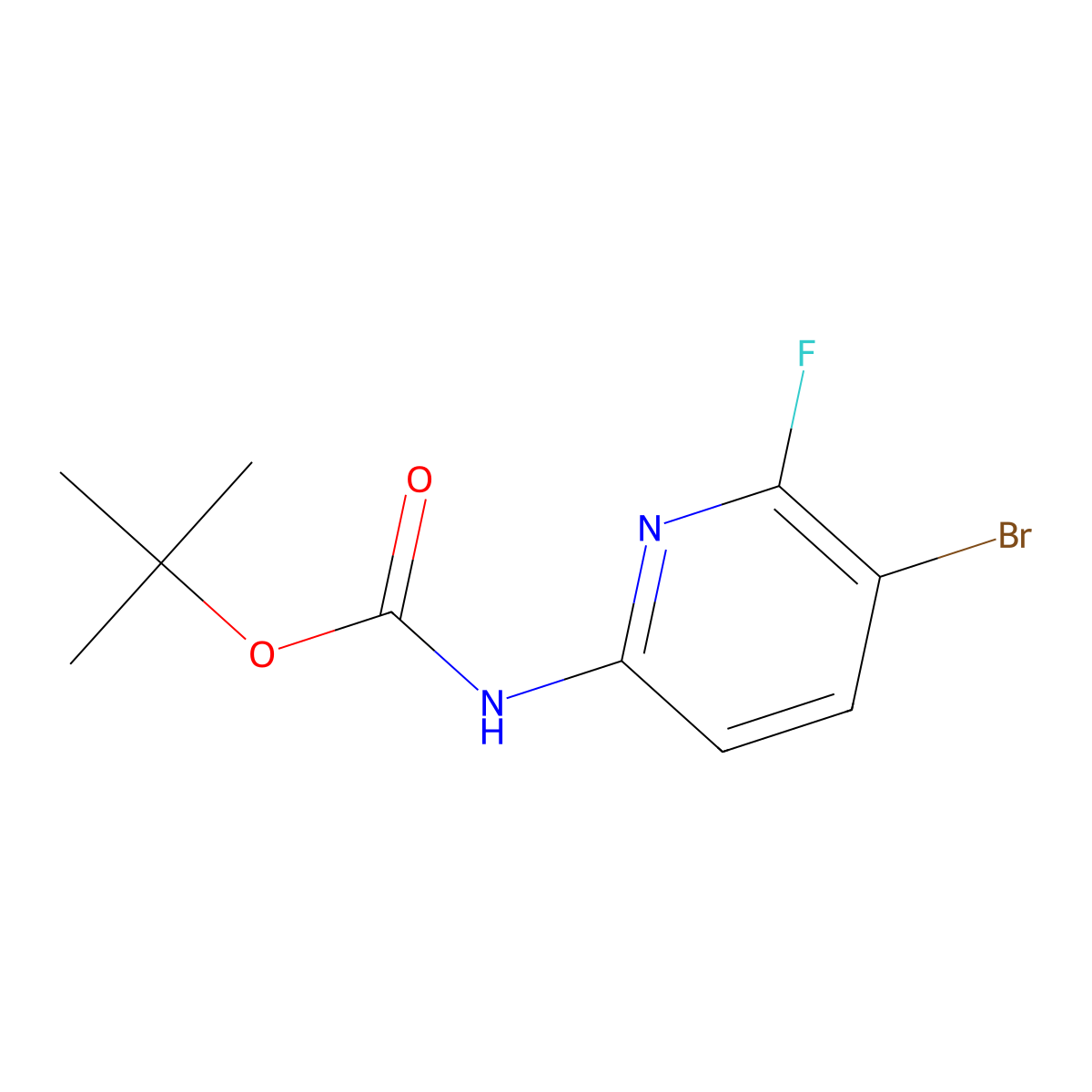 tert-butyl N-(5-bromo-6-fluoropyridin-2-yl)carbamate molecular structure, CAS 1444004-73-2