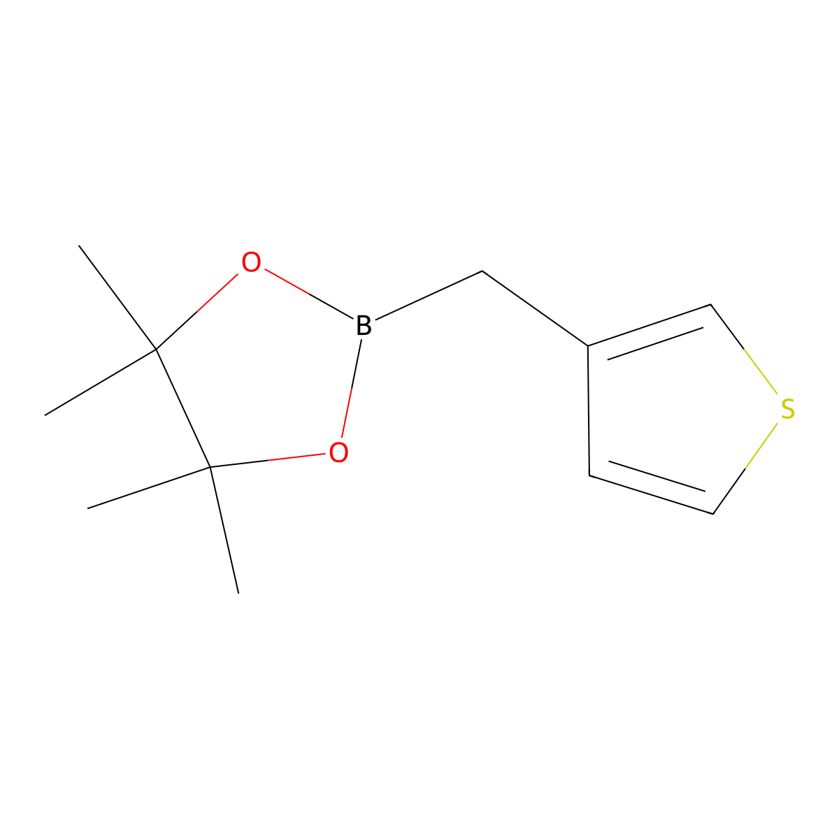 4,4,5,5-Tetramethyl-2-(thiophen-3-ylmethyl)-1,3,2-dioxaborolane molecular structure, CAS 1444010-65-4