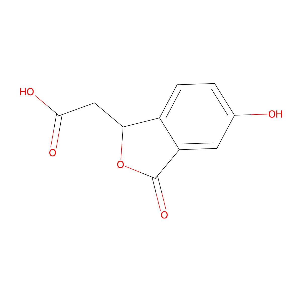 2-(5-Hydroxy-3-oxo-1,3-dihydroisobenzofuran-1-yl)acetic acid molecular structure, CAS 144402-59-5