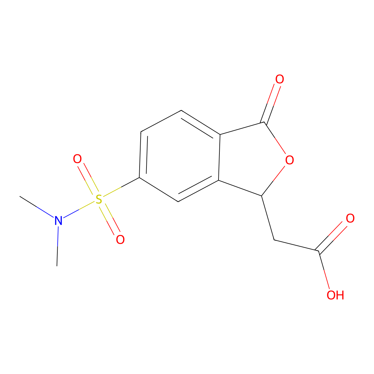 (6-Dimethylsulfamoyl-3-oxo-1,3-dihydro-isobenzofuran-1-yl)-acetic acid molecular structure, CAS 144402-61-9