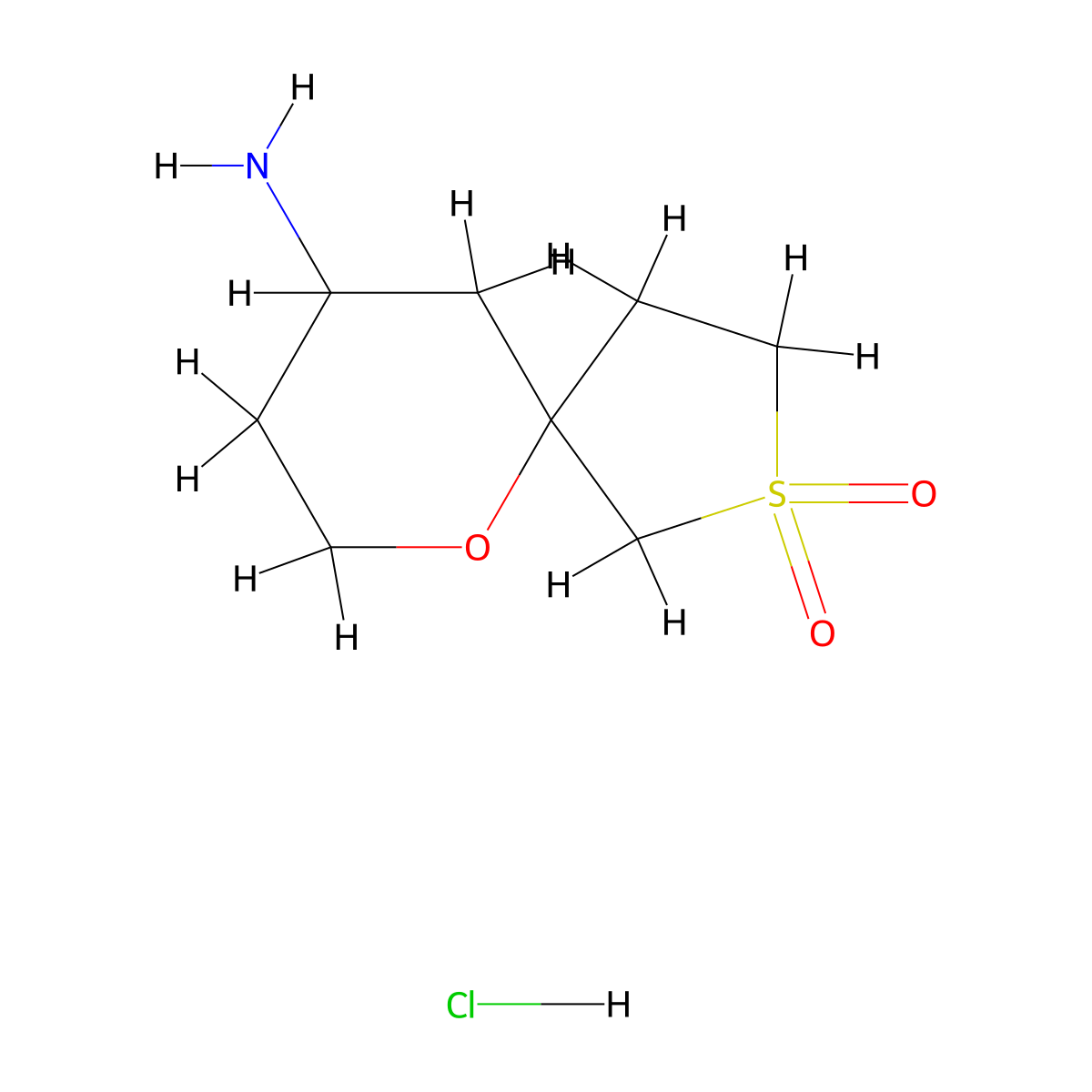 9-Amino-6-oxa-2lambda6-thiaspiro[4.5]decane-2,2-dione hydrochloride molecular structure, CAS 1444025-85-7