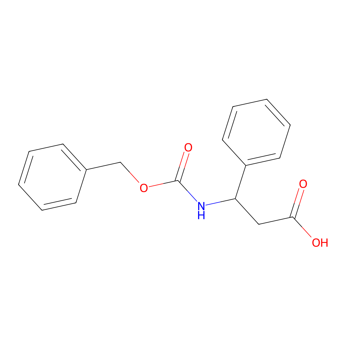 (3R)-3-{[(benzyloxy)carbonyl]amino}-3-phenylpropanoic acid molecular structure, CAS 14441-07-7