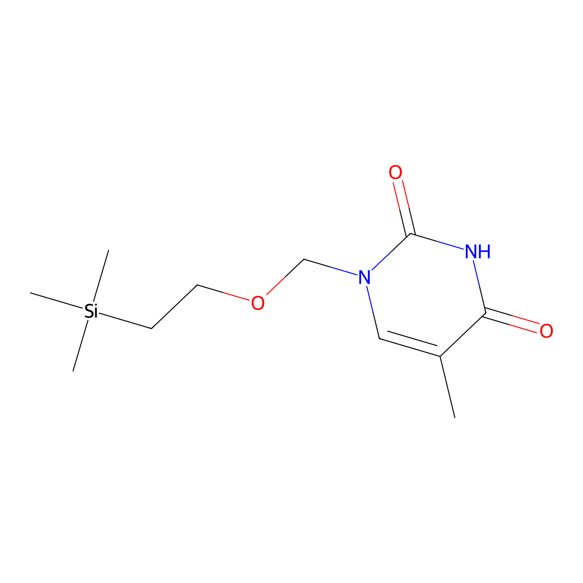 5-Methyl-1-{[2-(trimethylsilyl)ethoxy]methyl}-1,2,3,4-tetrahydropyrimidine-2,4-dione molecular structure, CAS 144410-12-8