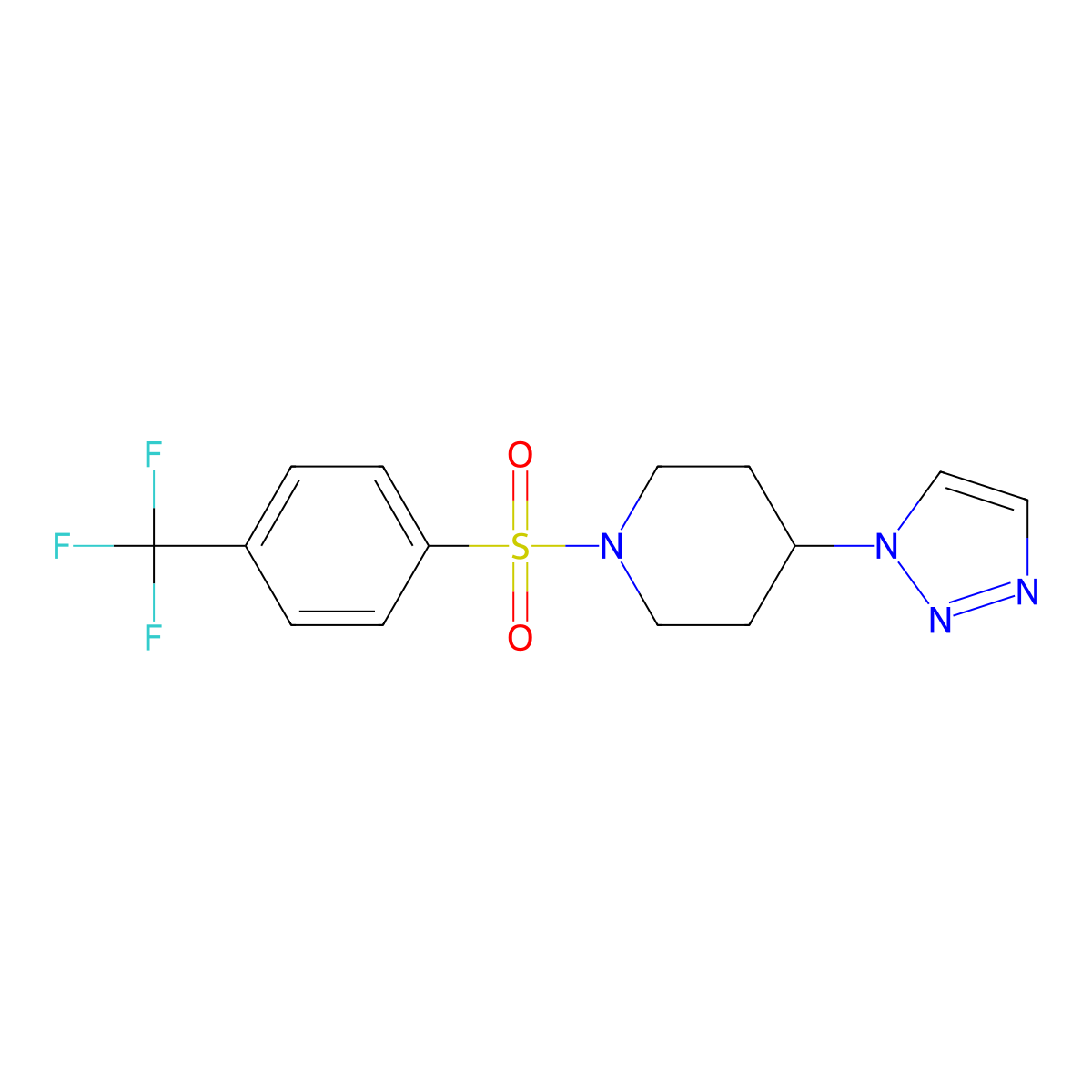 4-(1H-1,2,3-triazol-1-yl)-1-[4-(trifluoromethyl)benzenesulfonyl]piperidine molecular structure, CAS 1444100-35-9