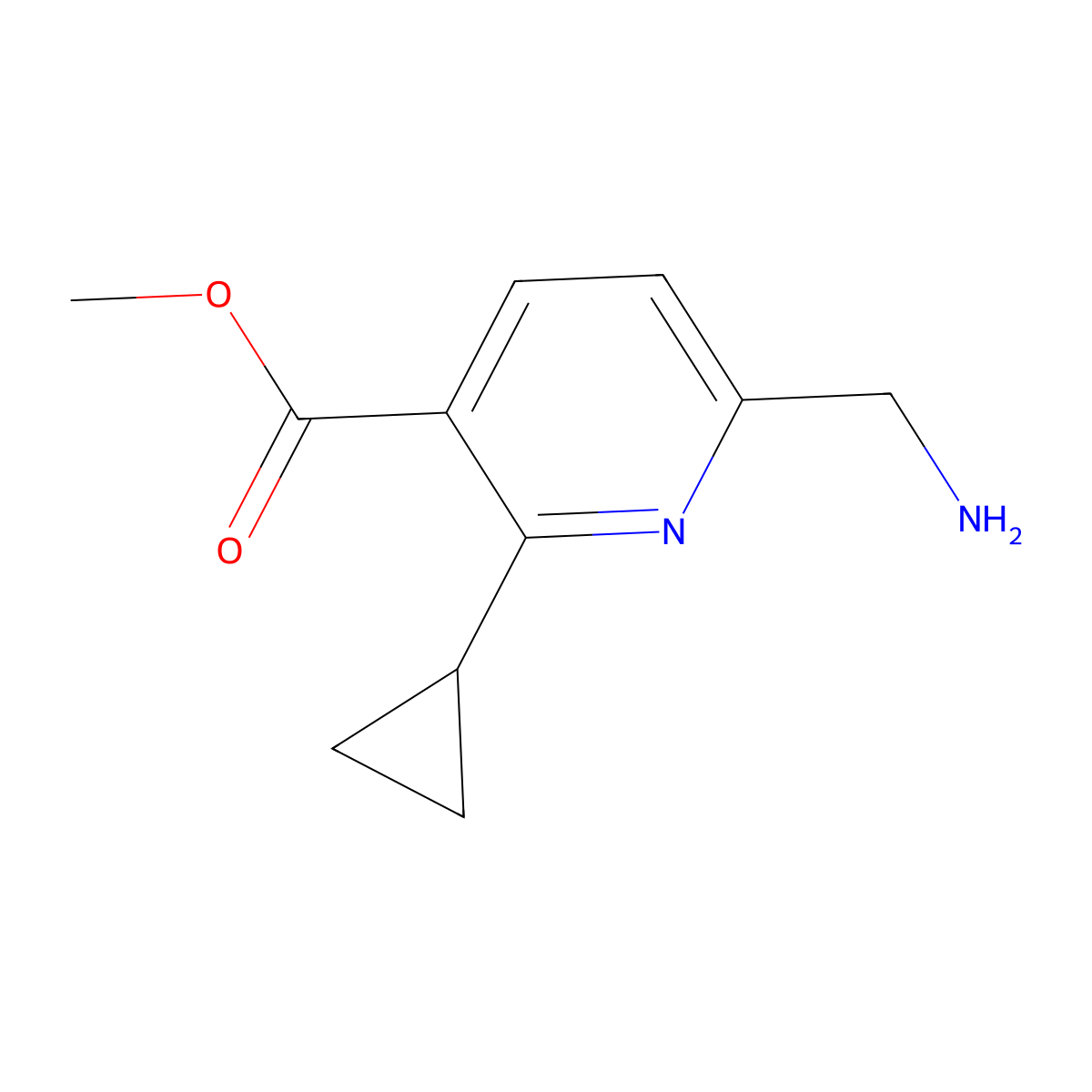 Methyl 6-(aminomethyl)-2-cyclopropylpyridine-3-carboxylate molecular structure, CAS 1444103-40-5