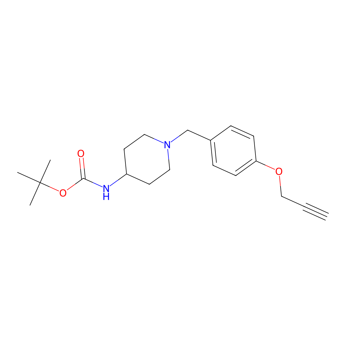 N-[1-[[4-(2-propyn-1-yloxy)phenyl]methyl]-4-piperidinyl]carbamic acid 1,1-dimethylethyl ester molecular structure, CAS 1444123-53-8
