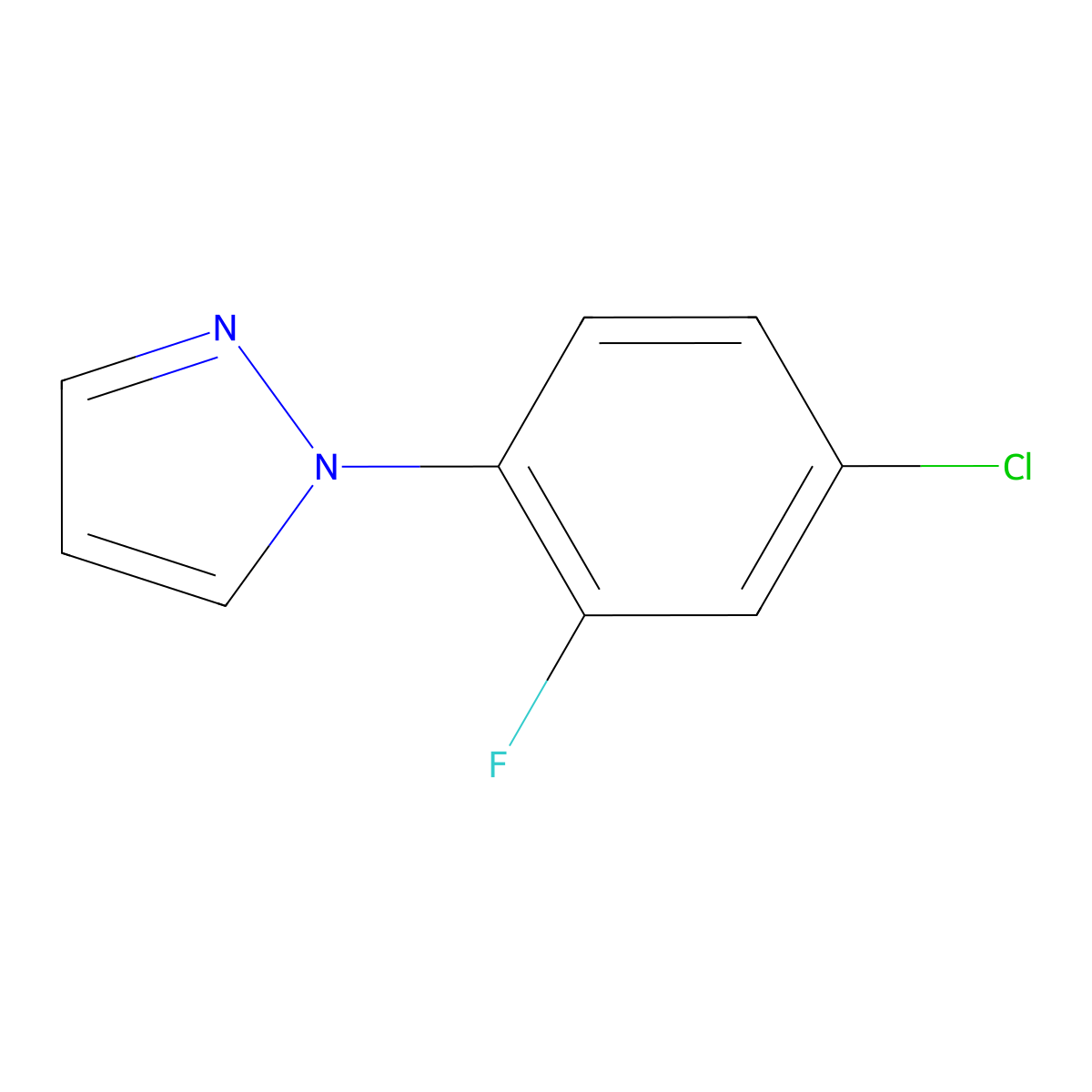 1-(4-Chloro-2-fluorophenyl)-1H-pyrazole molecular structure, CAS 1444302-83-3