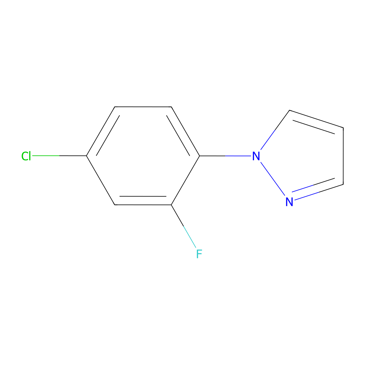 1-(4-Chloro-2-fluorophenyl)-1H-pyrazole molecular structure, CAS 1444302-83-3