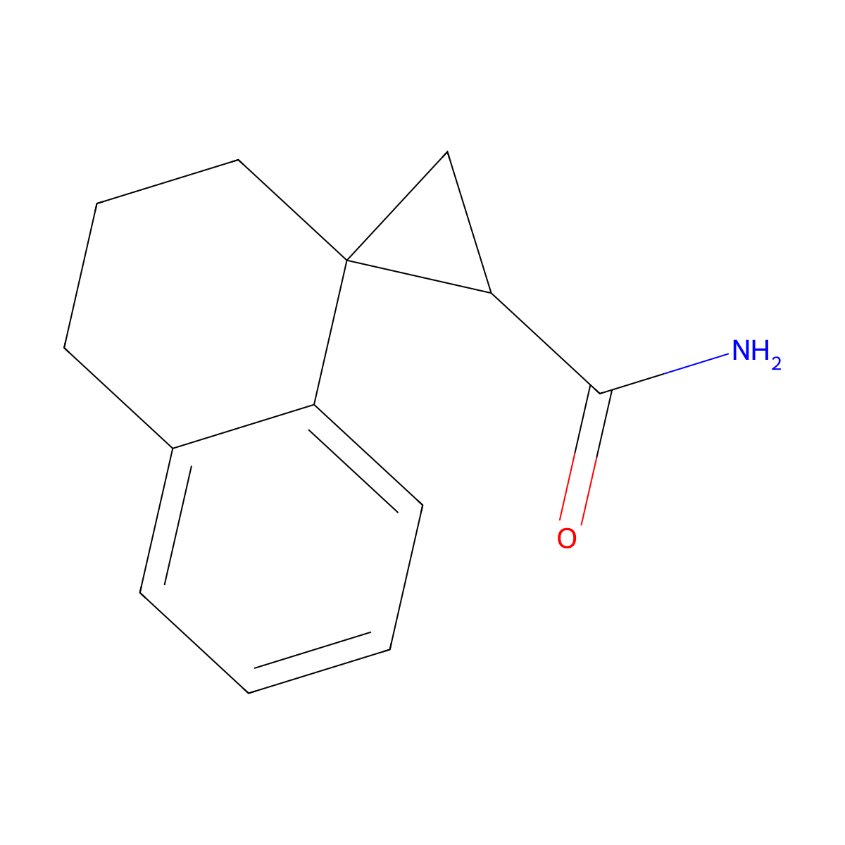 3',4'-dihydro-2'H-spiro[cyclopropane-1,1'-naphthalene]-3-carboxamide molecular structure, CAS 1444307-33-8