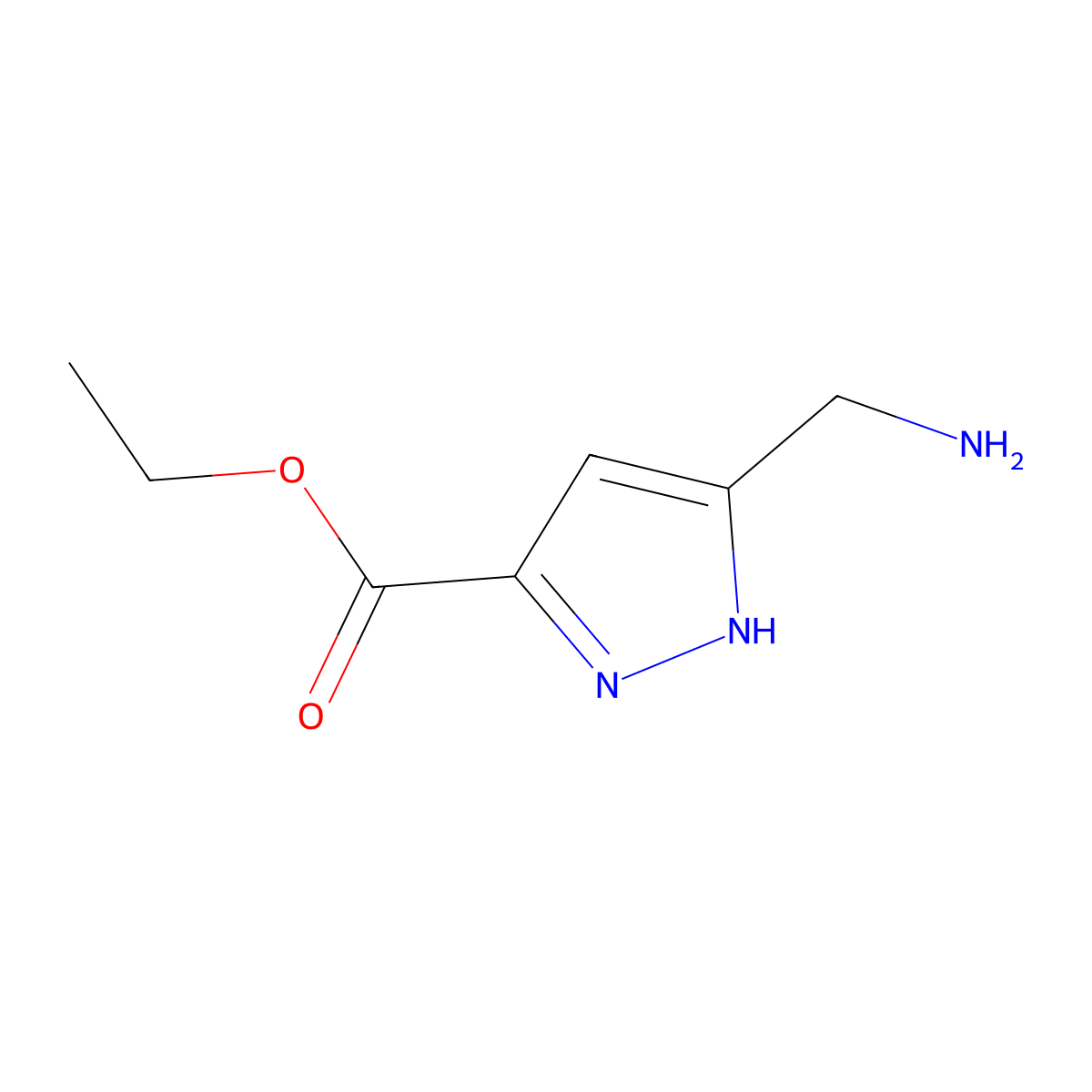 ethyl 5-(aminomethyl)-1H-pyrazole-3-carboxylate molecular structure, CAS 1444309-32-3