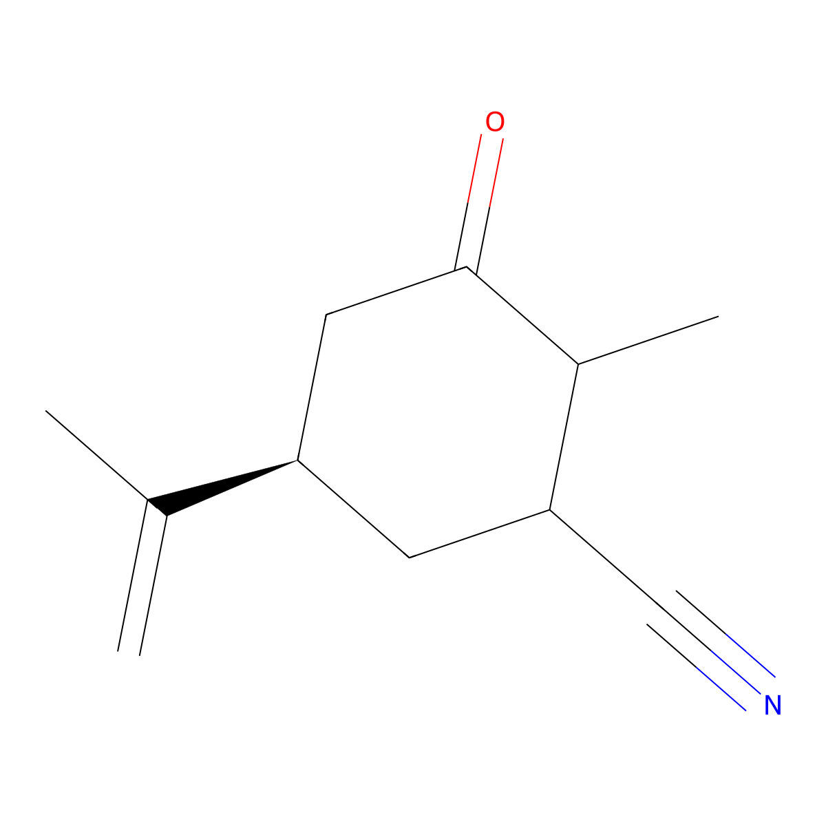 (5R)-2-methyl-3-oxo-5-(prop-1-en-2-yl)cyclohexane-1-carbonitrile molecular structure, CAS 1444317-28-5