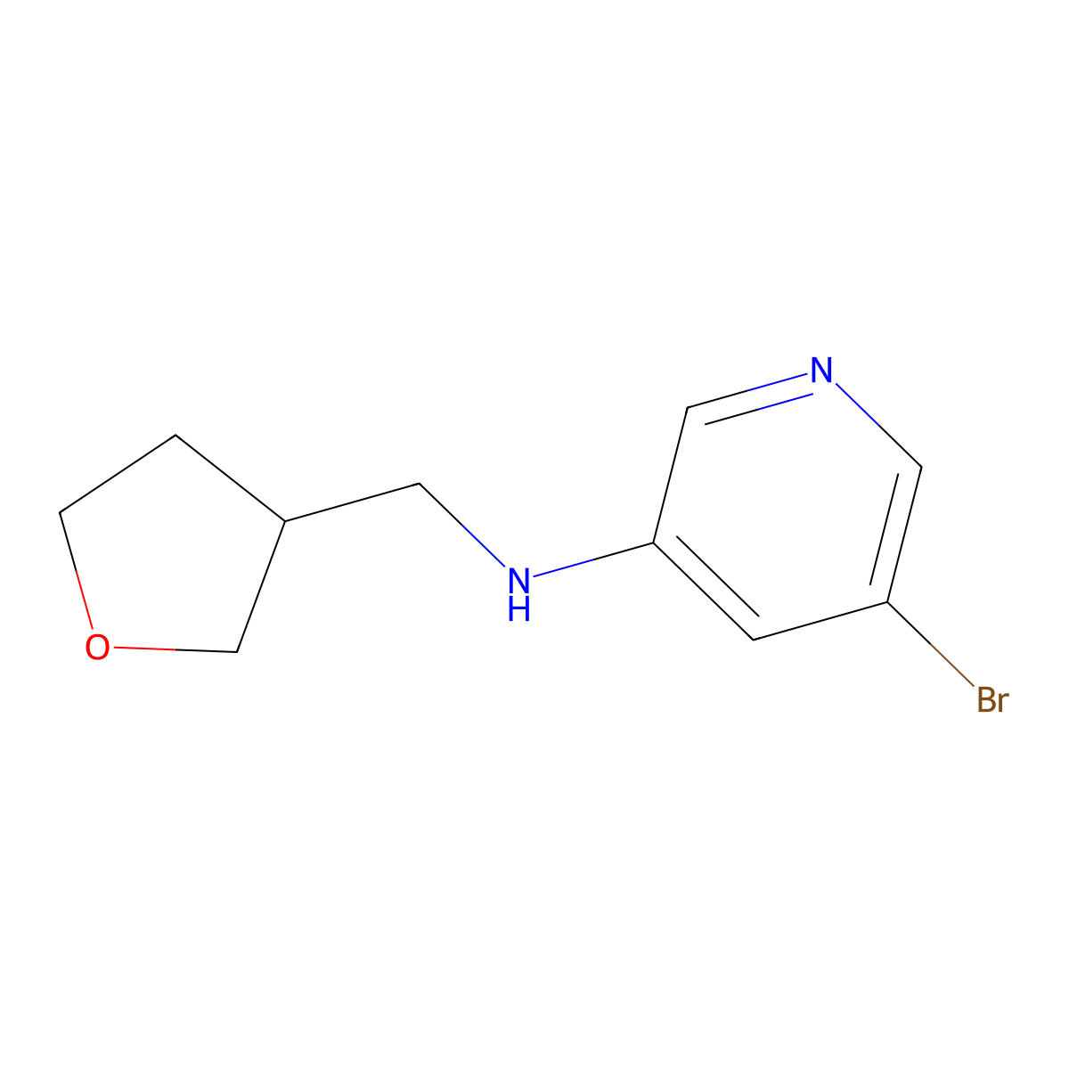 5-Bromo-N-[(tetrahydro-3-furanyl)methyl]-3-pyridinamine molecular structure, CAS 1444370-40-4
