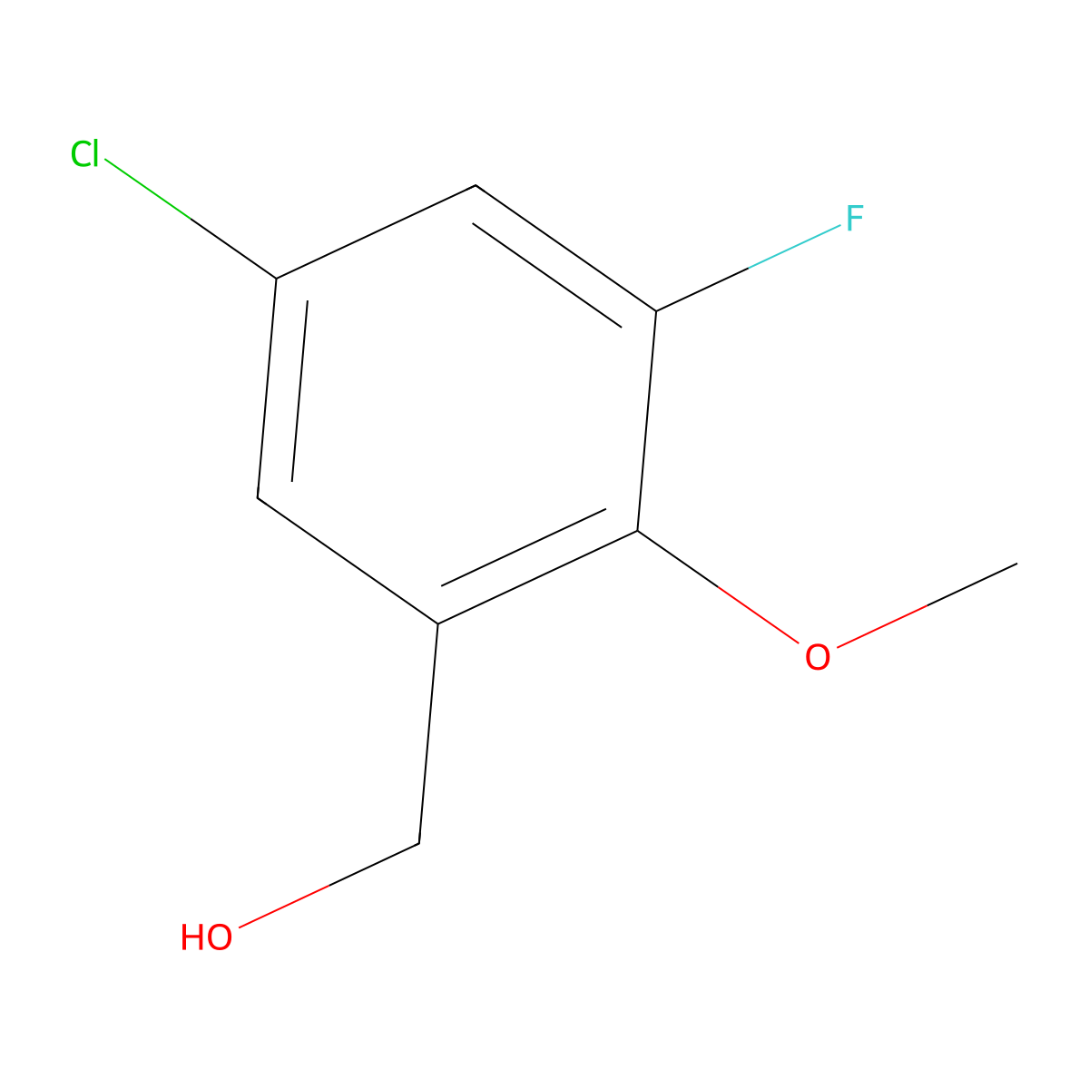 (5-Chloro-3-fluoro-2-methoxyphenyl)methanol molecular structure, CAS 1444384-85-3