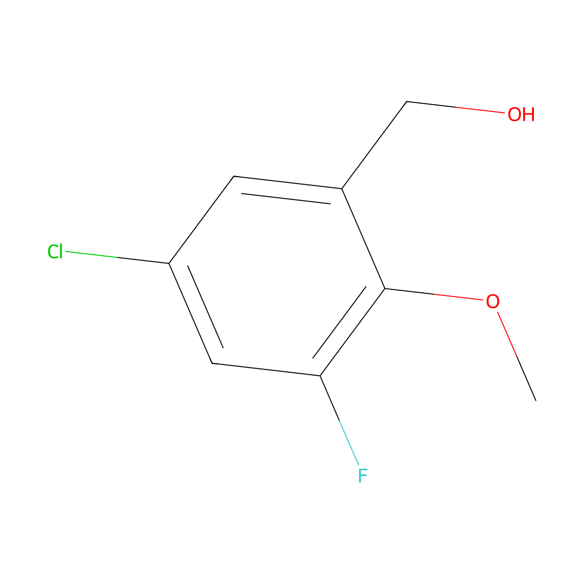 (5-Chloro-3-fluoro-2-methoxyphenyl)methanol molecular structure, CAS 1444384-85-3