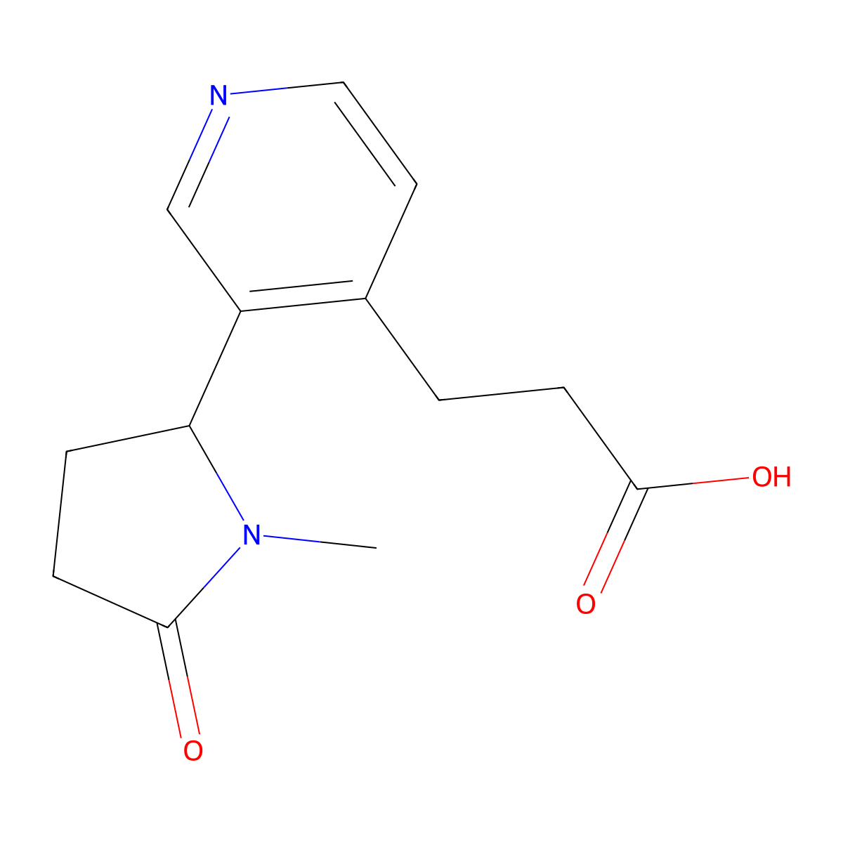 3-[3-(1-Methyl-5-oxopyrrolidin-2-yl)-4-pyridinyl]propanoic acid molecular structure, CAS 144446-35-5