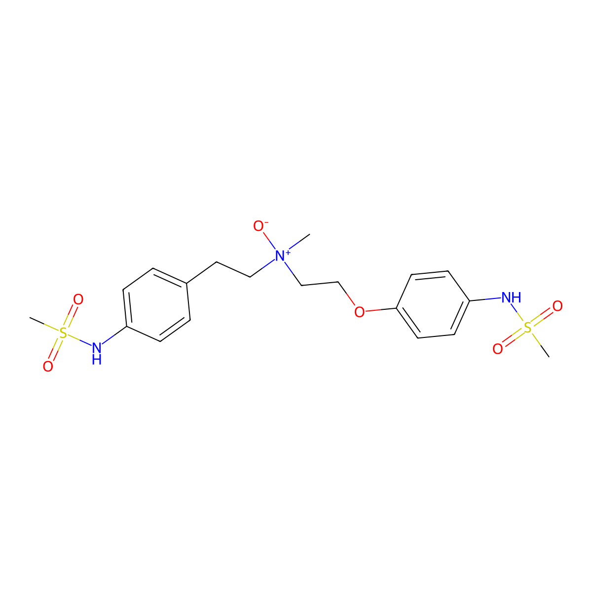 N-[2-[4-(methanesulfonamido)phenoxy]ethyl]-2-[4-(methanesulfonamido)phenyl]-N-methylethanamine-N-oxide molecular structure, CAS 144449-71-8