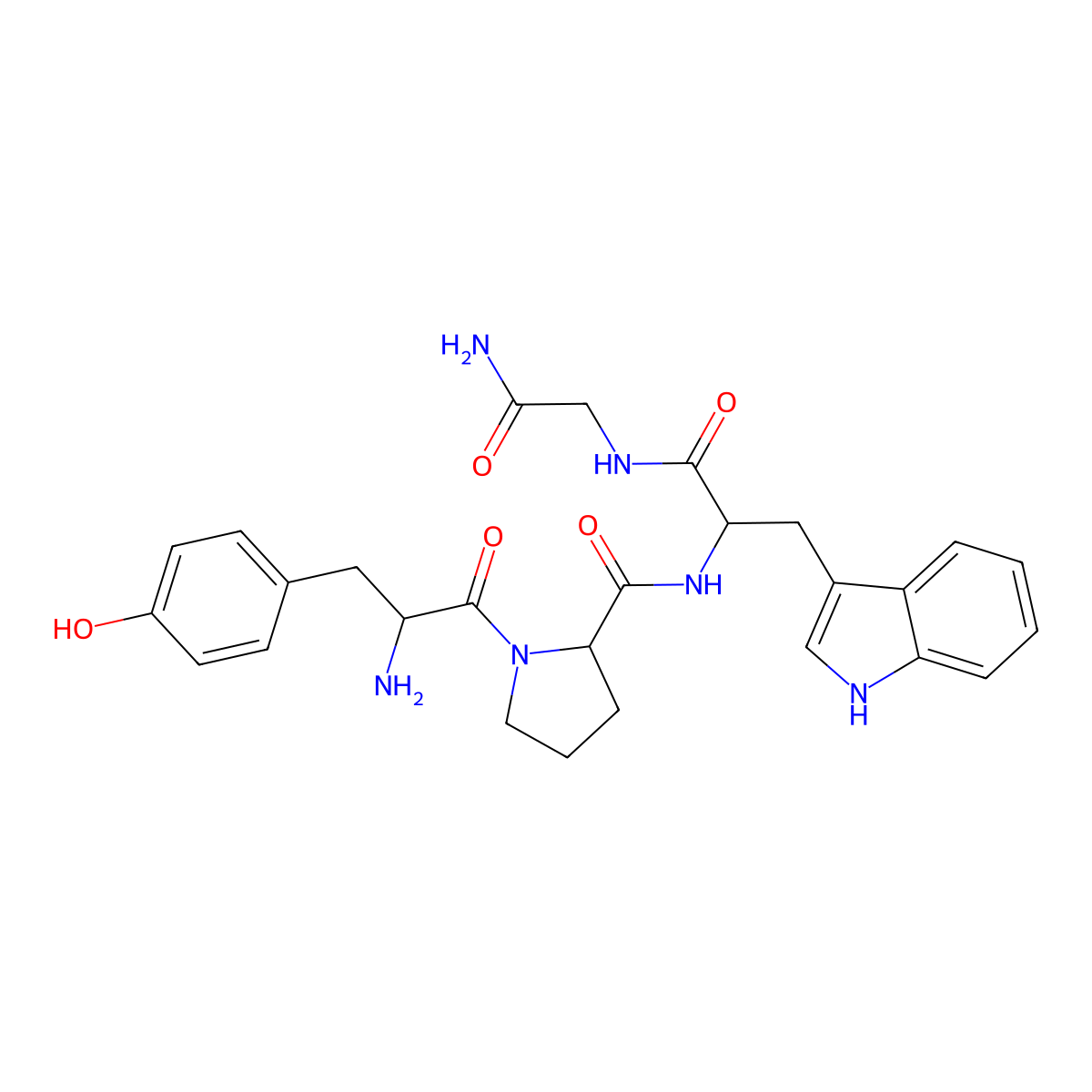 Tyrosyl-prolyl-tryptophyl-glycinamide molecular structure, CAS 144450-13-5